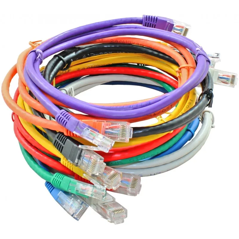 Coiled Axiom Connectivity network patch cables in assorted colors